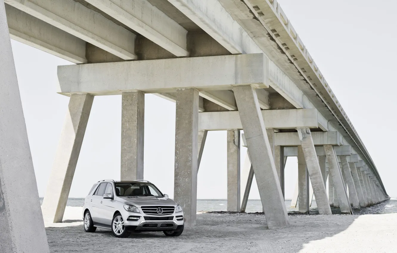 Photo wallpaper bridge, shore, Mercedes, under the bridge, m-class