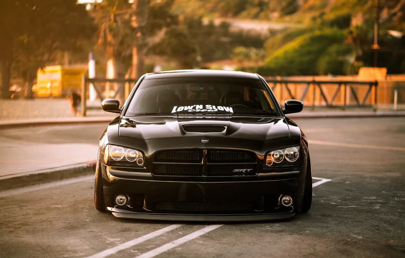 Photo wallpaper style, before, srt, dodge, charger, front, stance works, Dodge charger