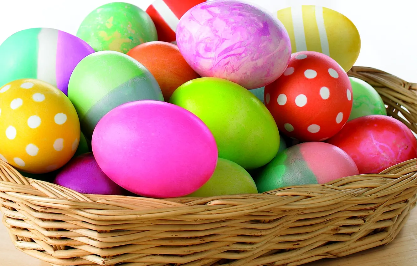 Photo wallpaper paint, eggs, spring, Easter, basket