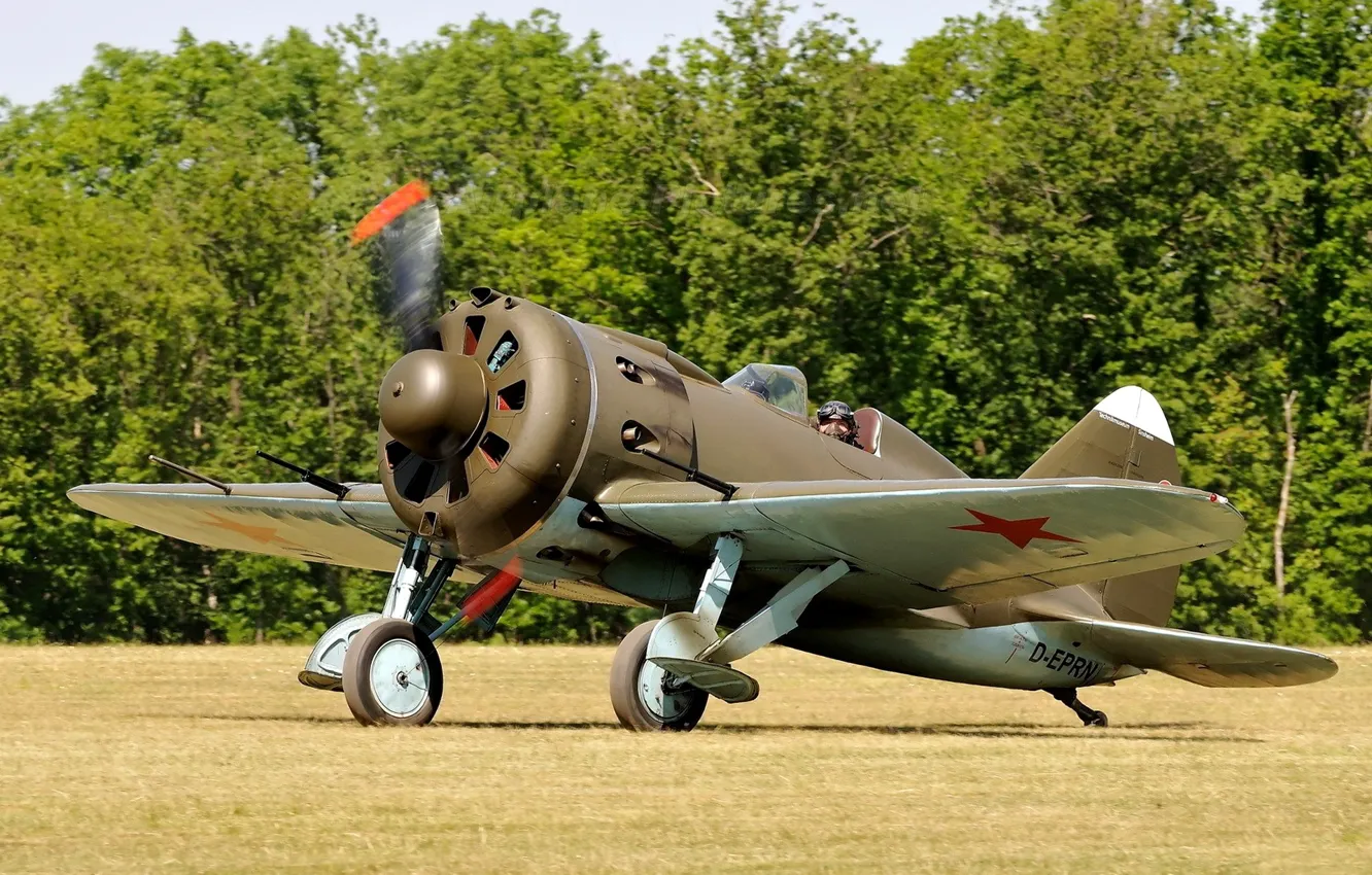 Photo wallpaper field, fighter, pilot, the plane, the airfield, -16, Soviet, willingness to fly