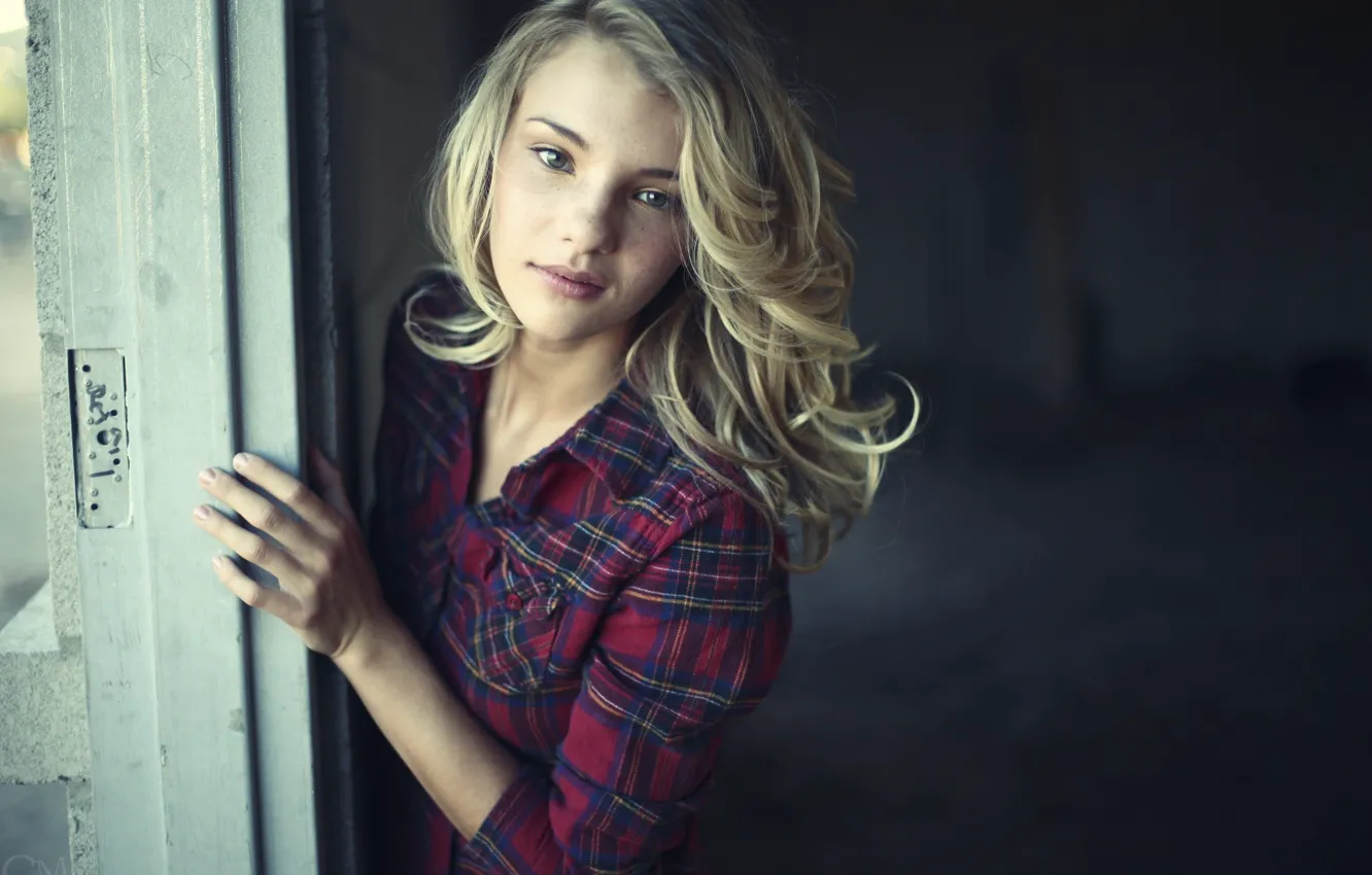 Photo wallpaper girl, green eyes, photo, model, bokeh, face, blonde, Rachel Ann Yampolsky