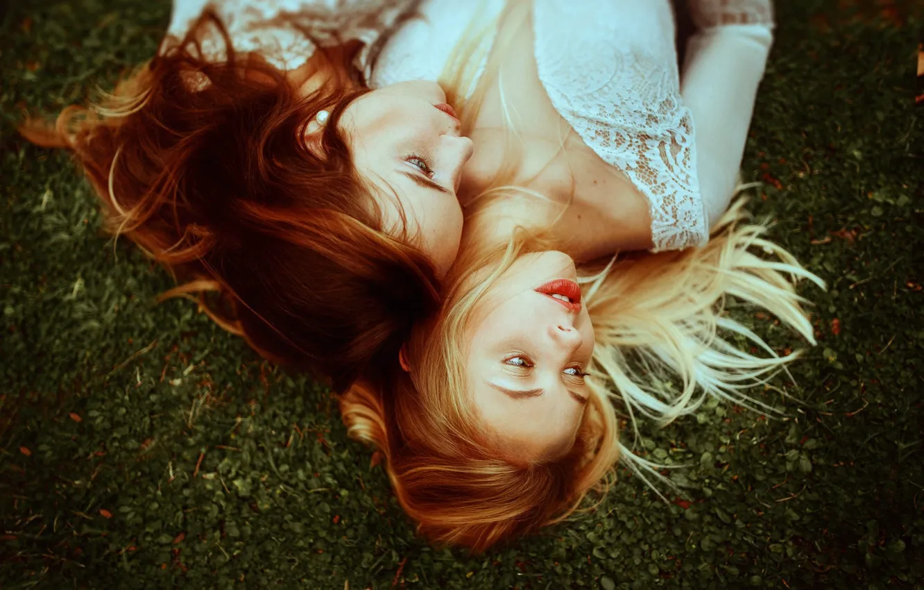 Photo wallpaper mood, hair, two girls, sisters, Alessandra B., Rafaella B.