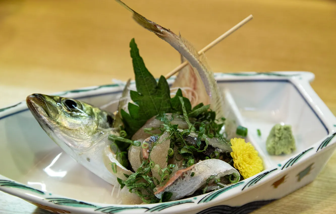 Photo wallpaper fish, dish, herring