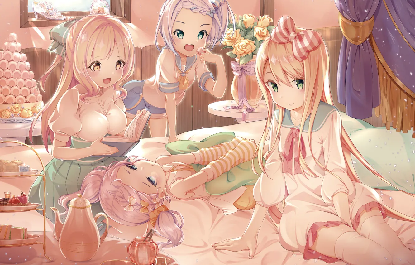 Photo wallpaper art, girl, tagme (artist), slumber party