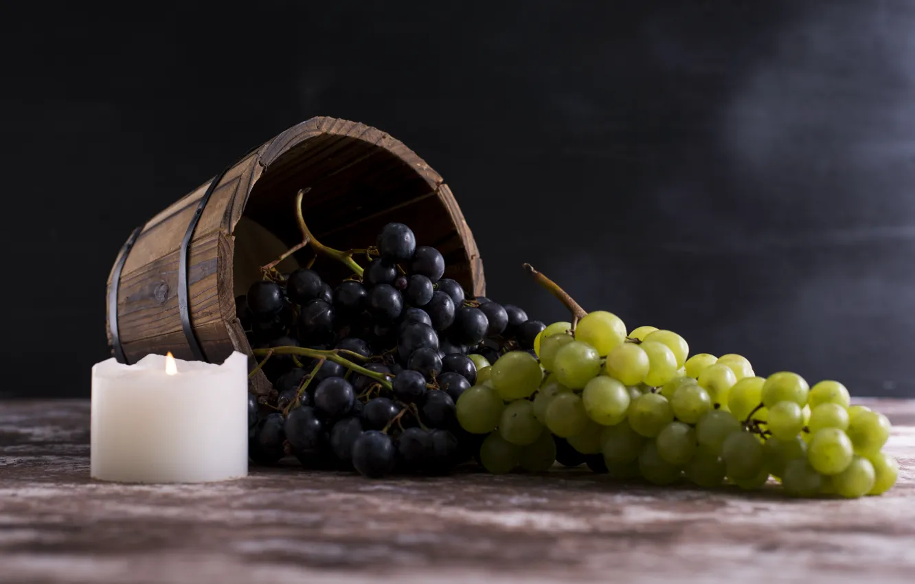 Photo wallpaper candles, grapes, bunch of grapes