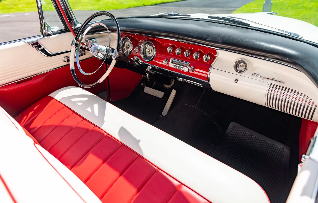 Photo wallpaper interior, the wheel, salon, the instrument panel, 1956, Chrysler New Yorker, Chrysler New Yorker Convertible …