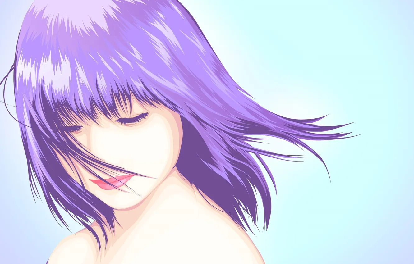 Photo wallpaper girl, hair, vector, closed eyes, Chris Dalida