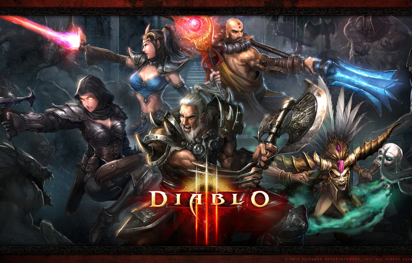 Photo wallpaper the demon, monk, Diablo 3, the sorcerer, the enchantress, barbarian, demon hunter