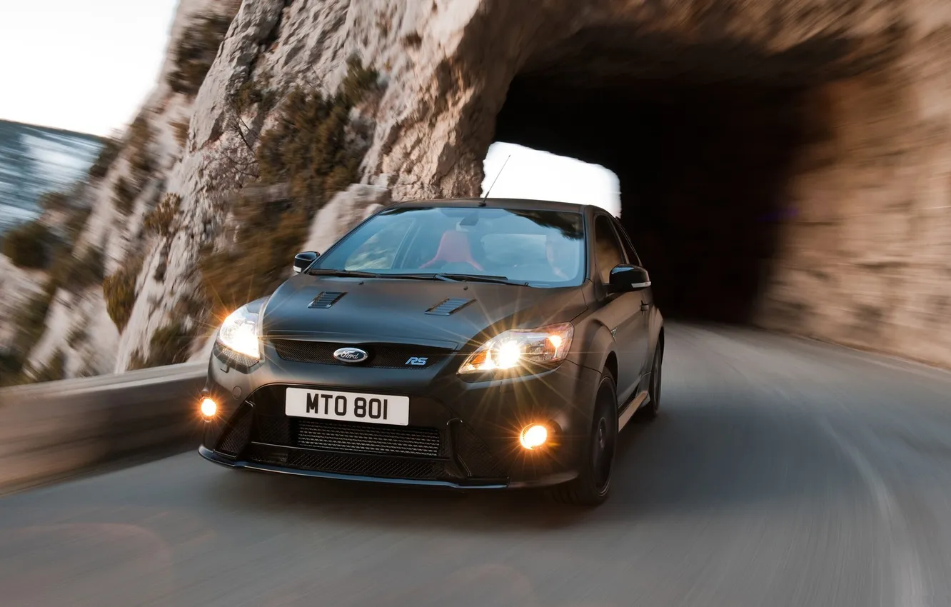 Photo wallpaper road, car, machine, auto, Wallpaper, black, speed, Ford