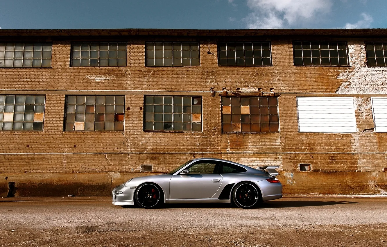 Photo wallpaper machine, speed, Porsche, power, sports car, building.