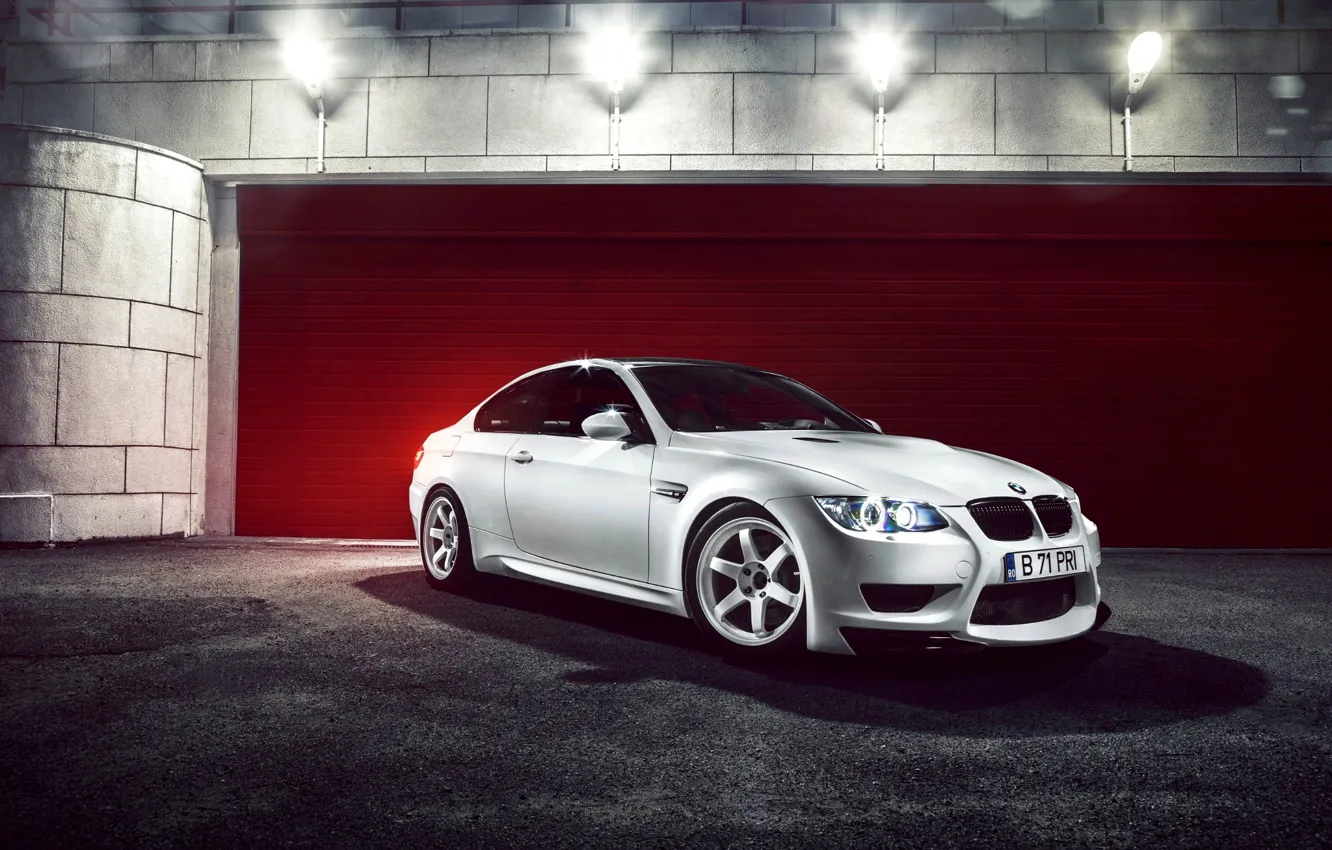 Photo wallpaper white, night, lamp, BMW, BMW, white, E92, Ciprian Mihai