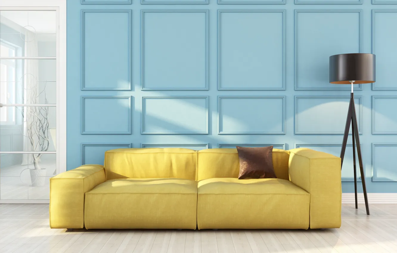 Photo wallpaper design, style, interior, sofa, living room, mid-century modern retro style, mid-century modern retro styled