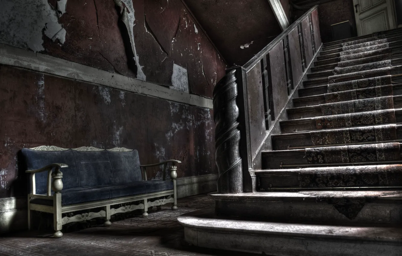 Photo wallpaper sofa, wall, ladder