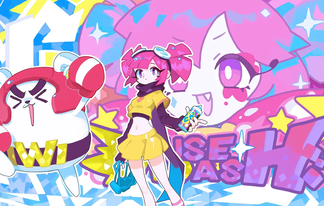 Photo wallpaper graffiti, the game, girl, animal, Muse Dash