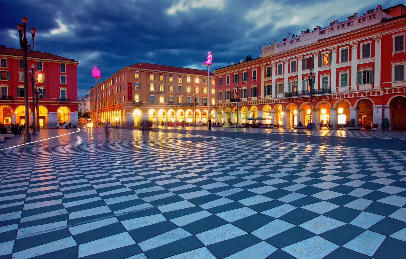 Photo wallpaper France, building, area, France, nice, Nice, Place Massena, Place Massena