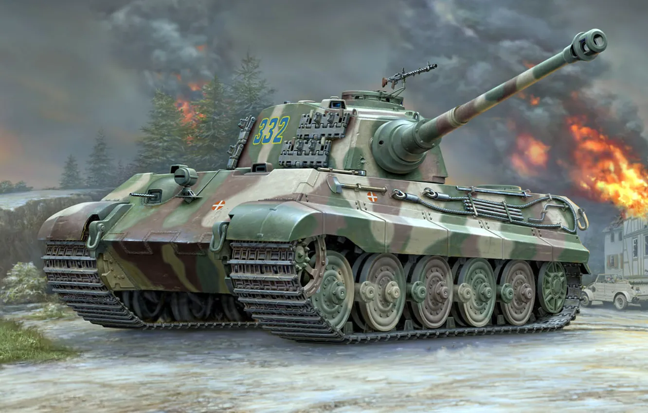 Photo wallpaper King tiger, Panzerkampfwagen VI Ausf. B, Tiger II, Royal tiger, German heavy tank