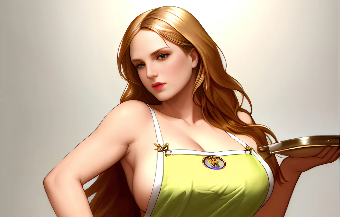 Photo wallpaper girl, sexy, cleavage, long hair, boobs, anime, beautiful, pretty