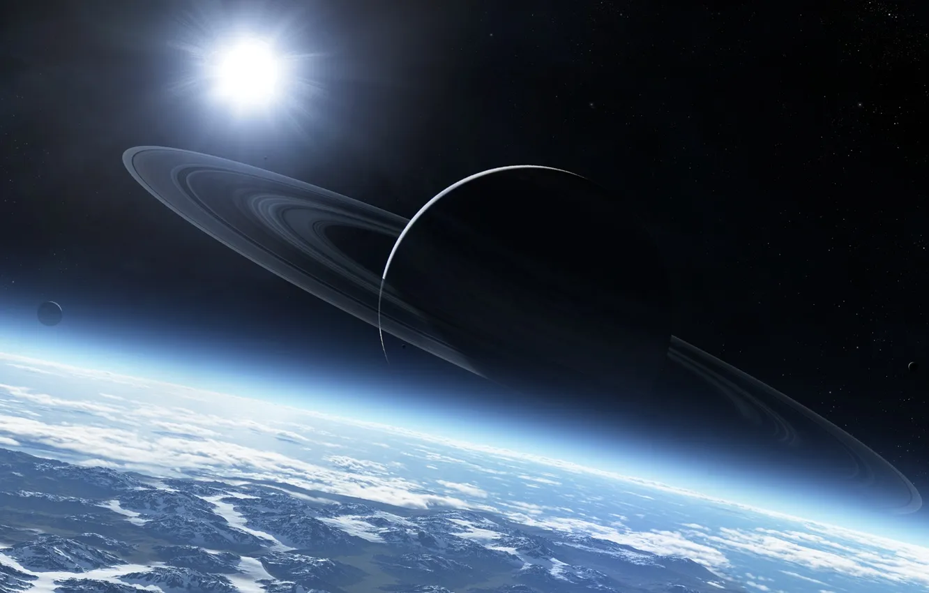 Photo wallpaper space, stars, planet, space