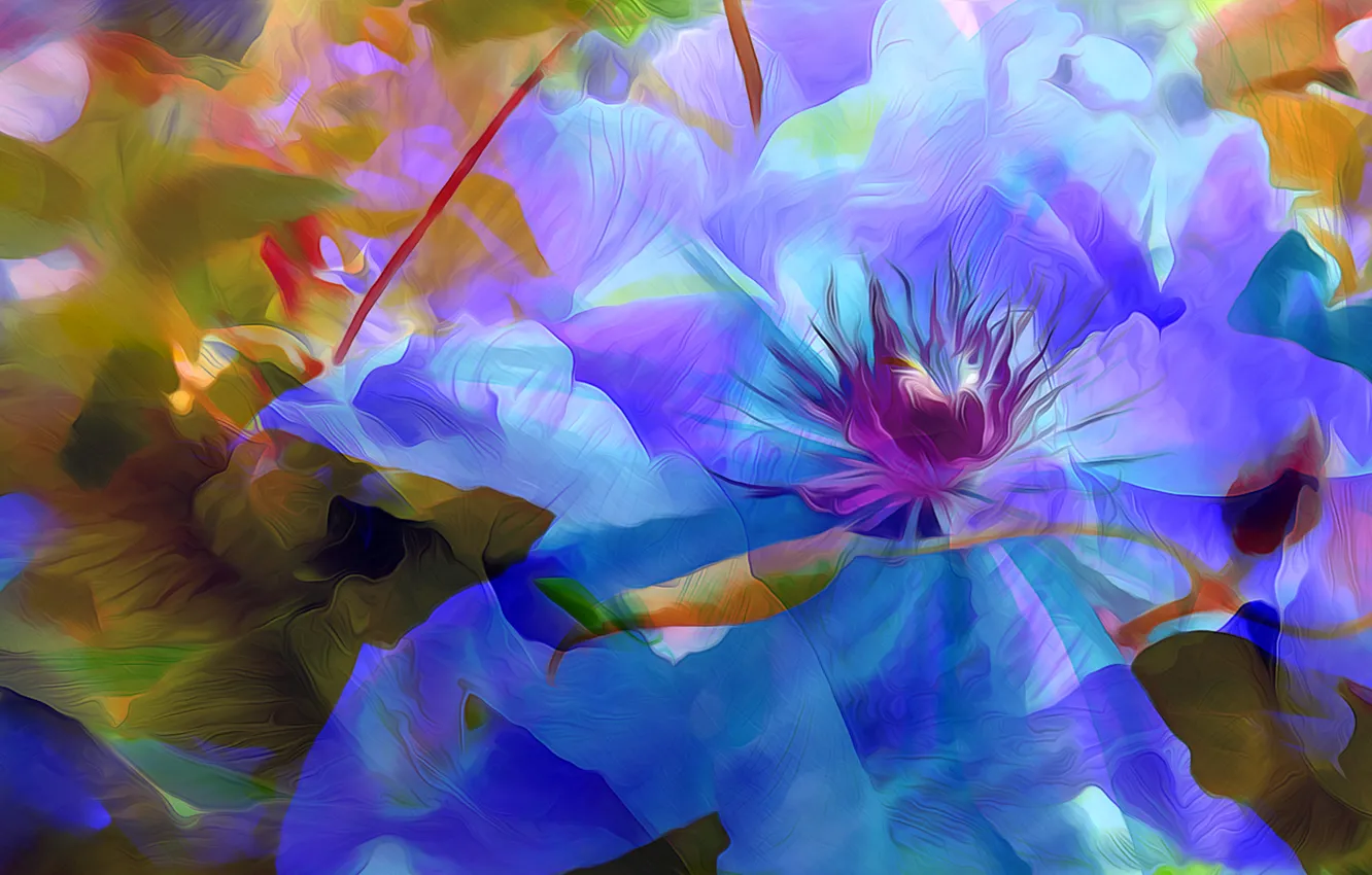 Photo wallpaper flowers, nature, rendering, figure, plant, vector, petals