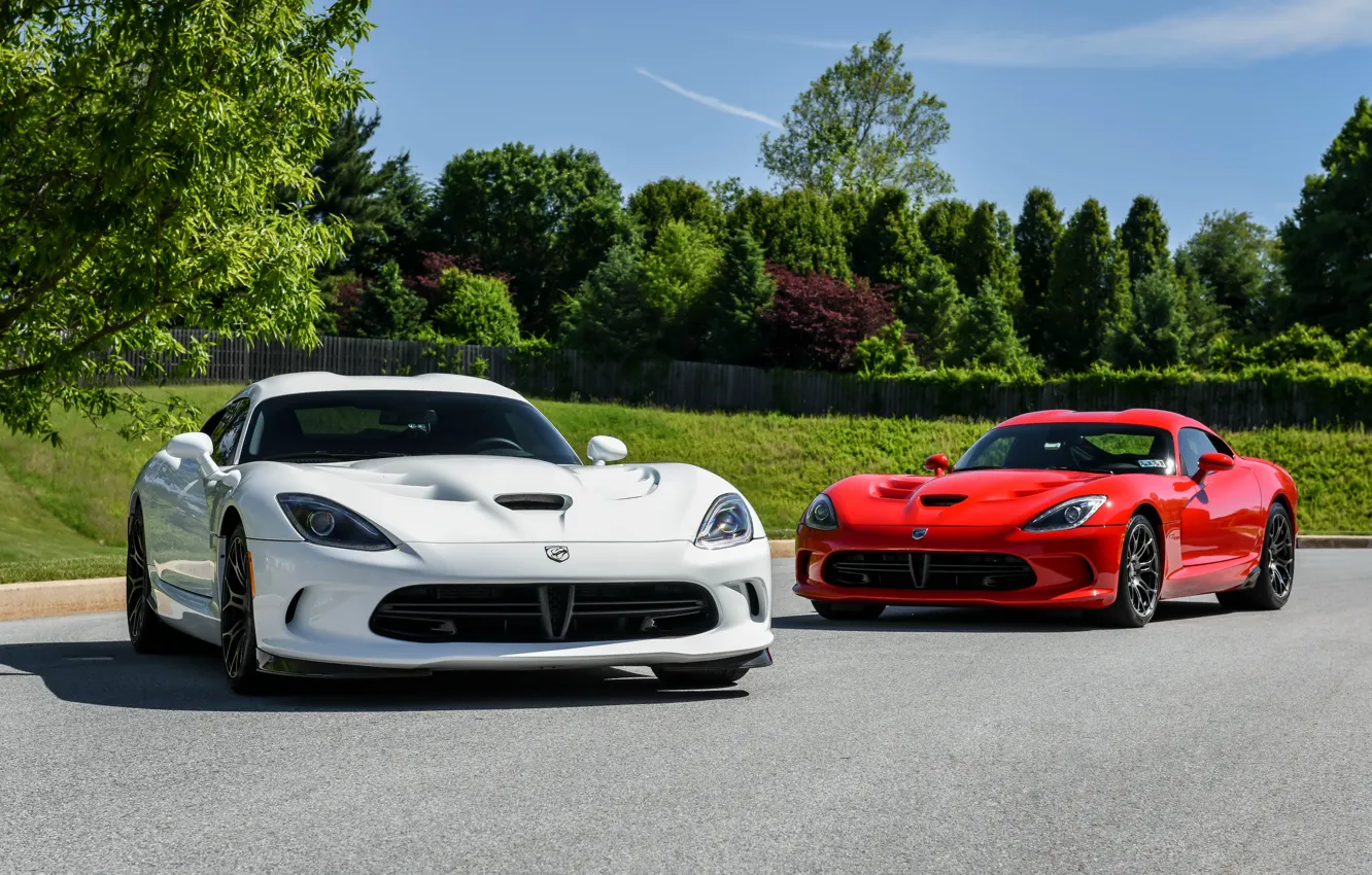 Photo wallpaper Dodge, red, white, Viper, &ampamp;, '2012