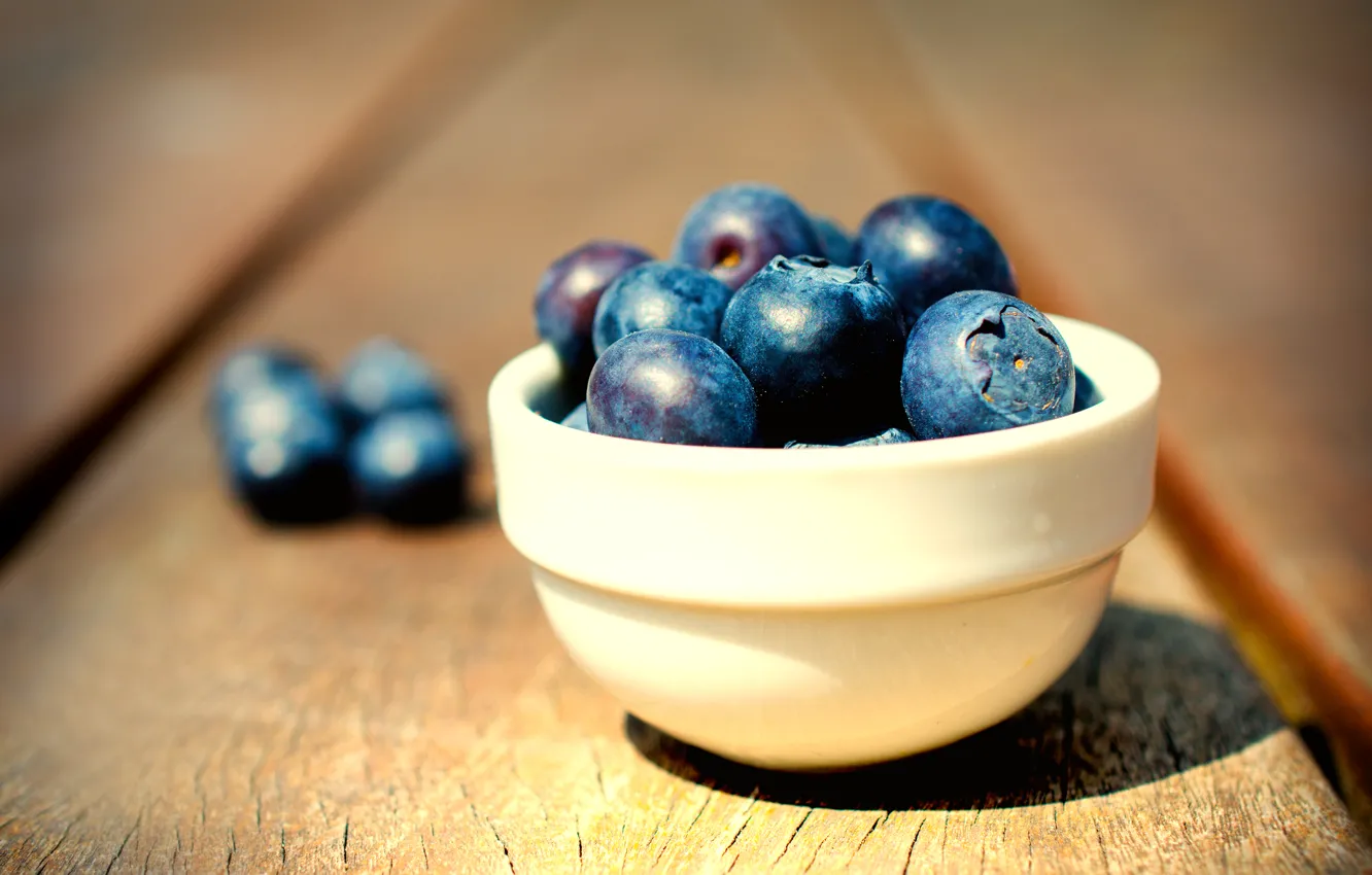 Photo wallpaper berries, Board, blueberries, bowl