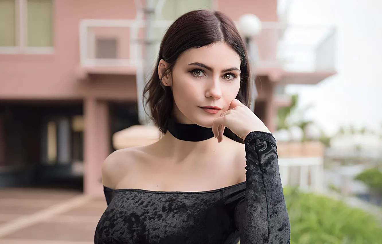 Photo wallpaper look, girl, pose, model, beautiful, bokeh, Emily Aurelia