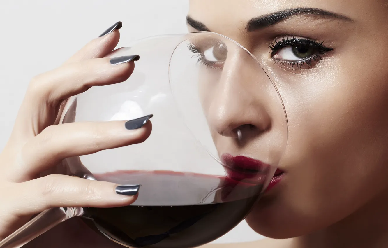 Photo wallpaper Glass, Woman, Tasting, Glass of Wine