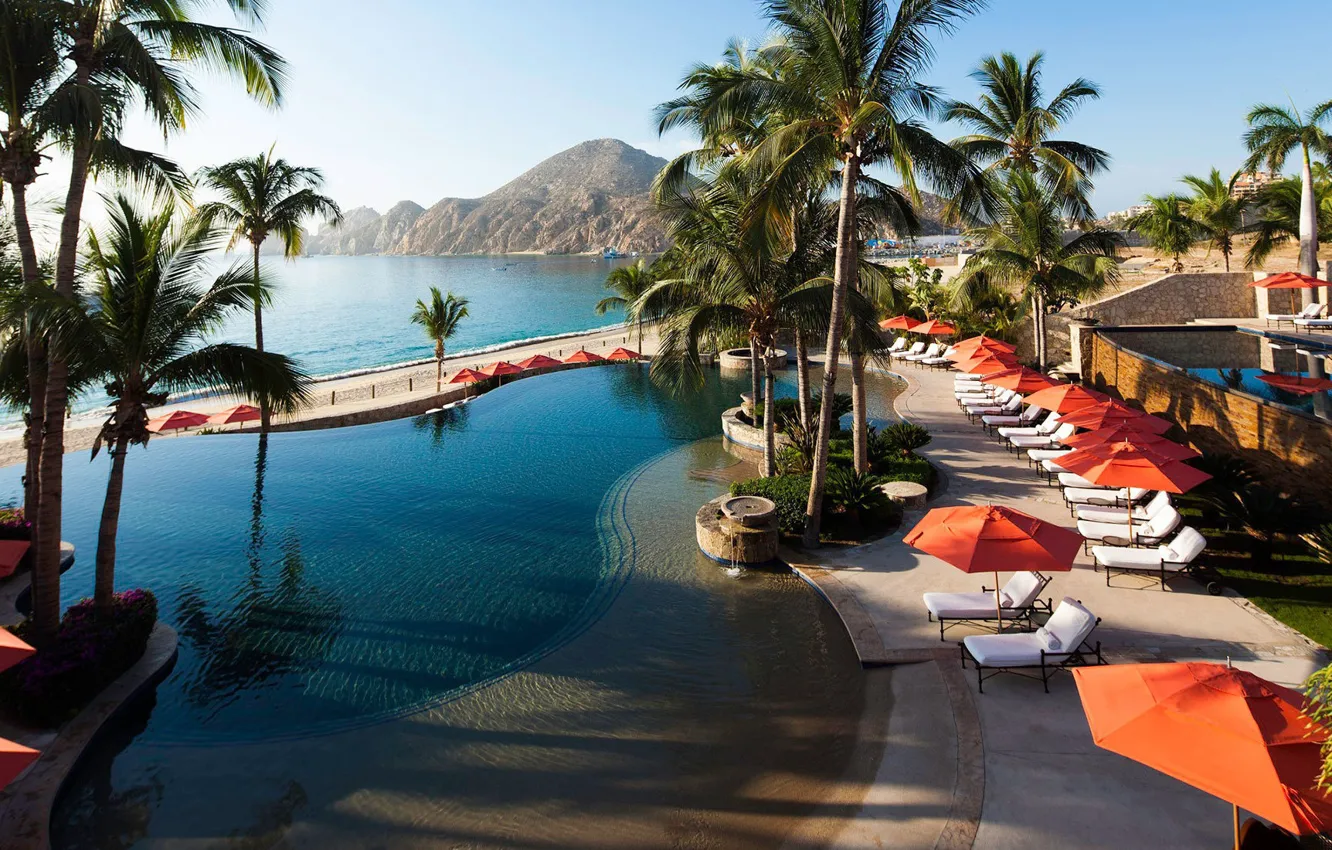 Photo wallpaper palm trees, the ocean, pool, Mexico, resort, Mexico, Hacienda Beach Cluband Residences