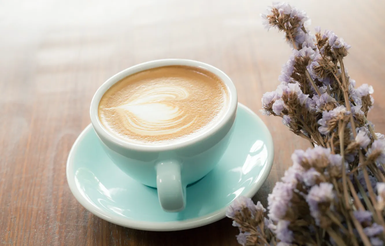 Photo wallpaper flowers, cappuccino, foam