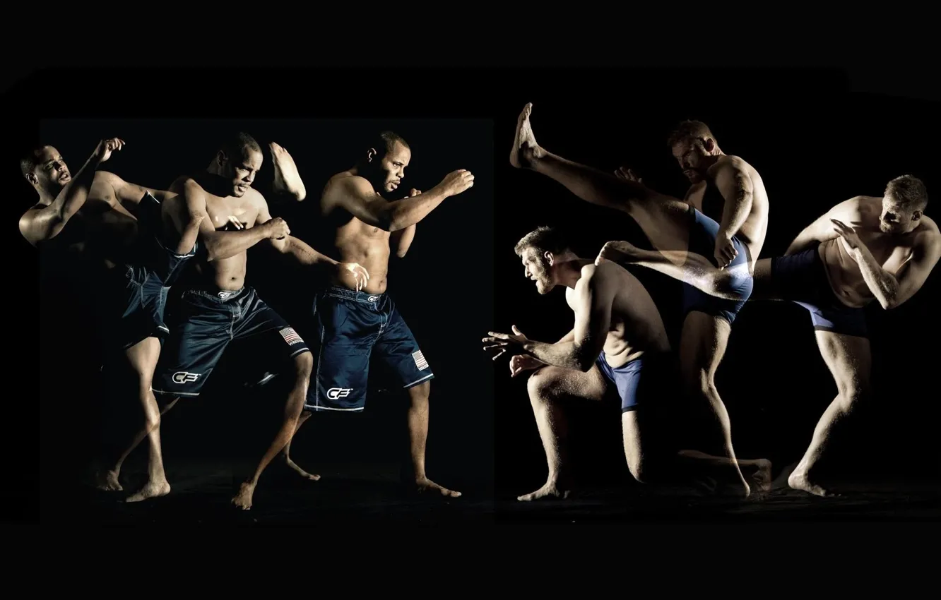 Photo wallpaper movement, blow, fighter, mma, strikeforce, josh barnett, mixed martial arts, daniel cormier