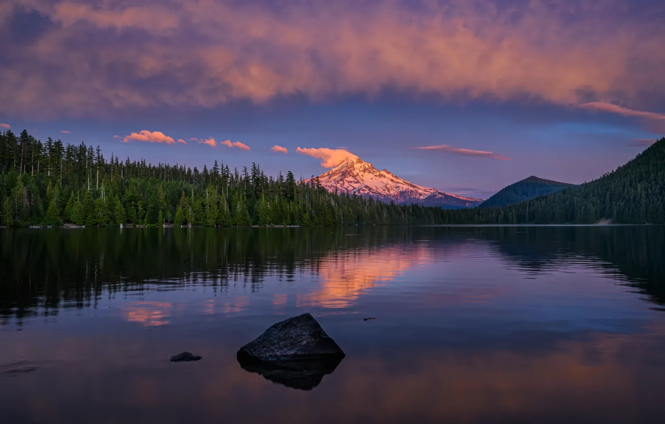 Photo wallpaper Oregon, Hood River County, USA, Lake Lost, Mount Hood