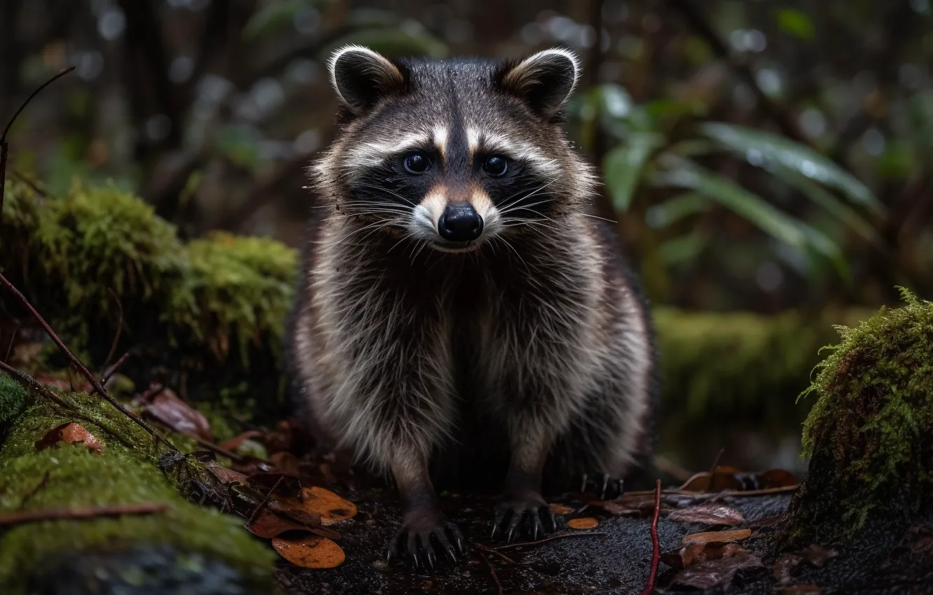 Photo wallpaper look, leaves, nature, shore, moisture, moss, portrait, wet