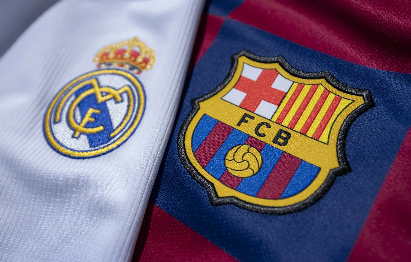 Photo wallpaper emblem, Barcelona, Real Madrid, El Classico