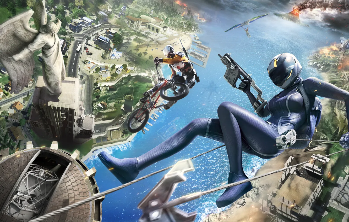 Photo wallpaper girl, jumpsuit, bodysuit, sci-fi, Landing, Battle royal, Ring of Elysium