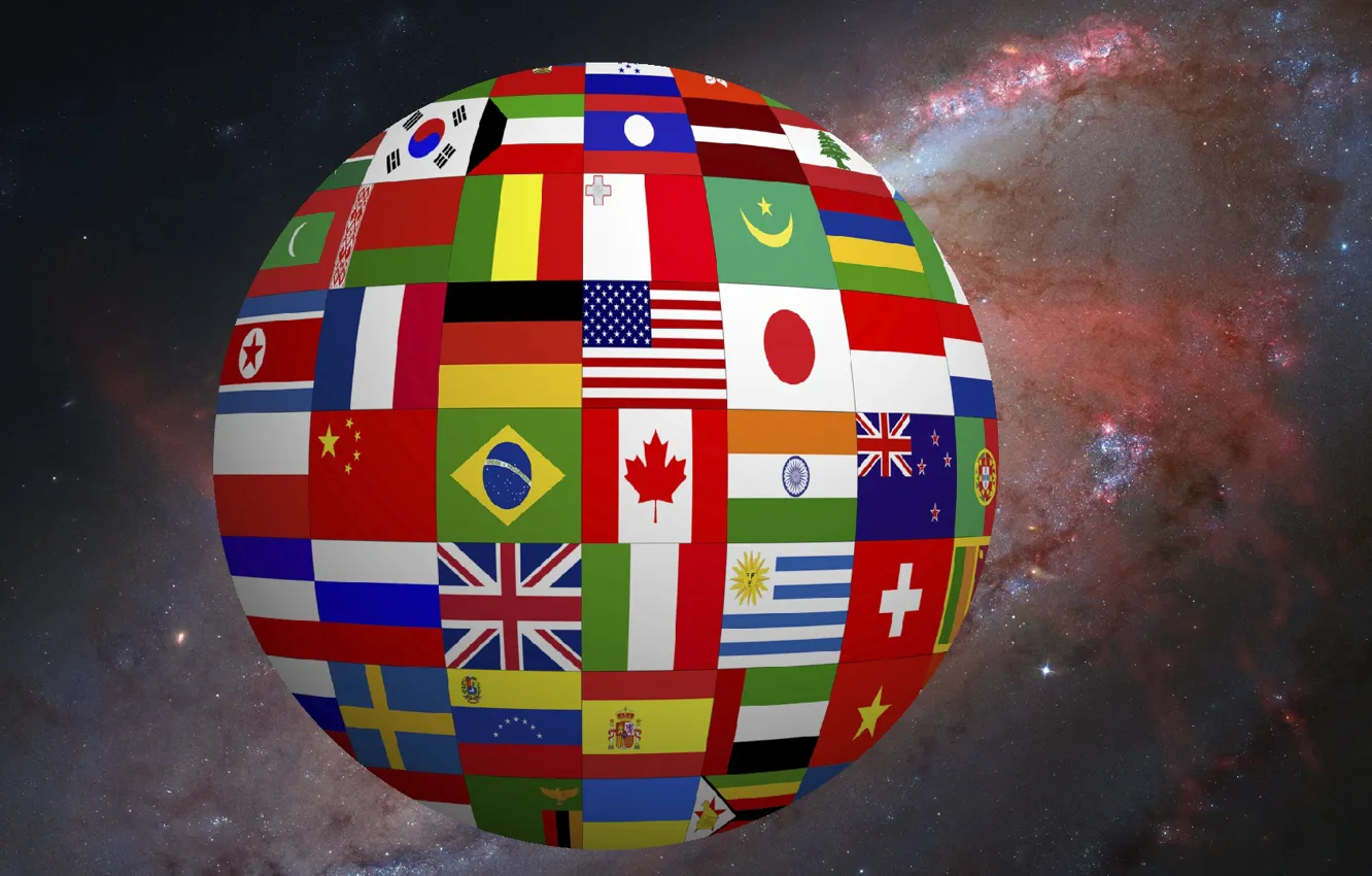 Photo wallpaper love, Space, Earth, flags, Milky Way, other, wallpapers 1920 x 1080