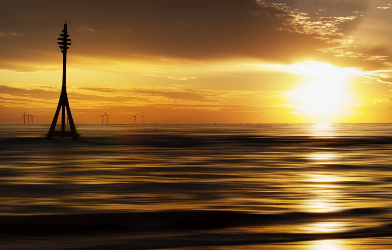 Photo wallpaper sea, sunset, style