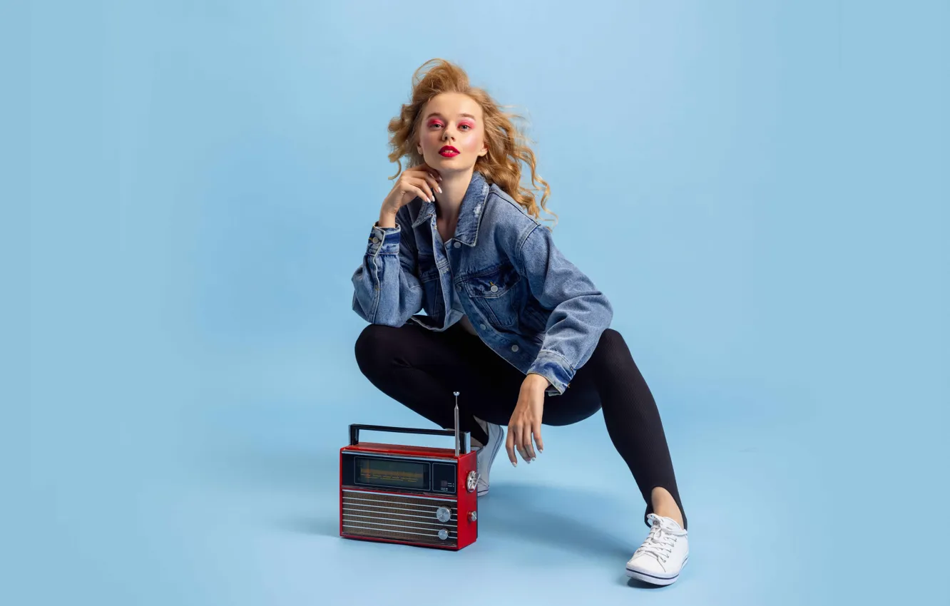 Photo wallpaper girl, disco, fashion, fashion, disco, radio, Outfit denim, Denim clothing