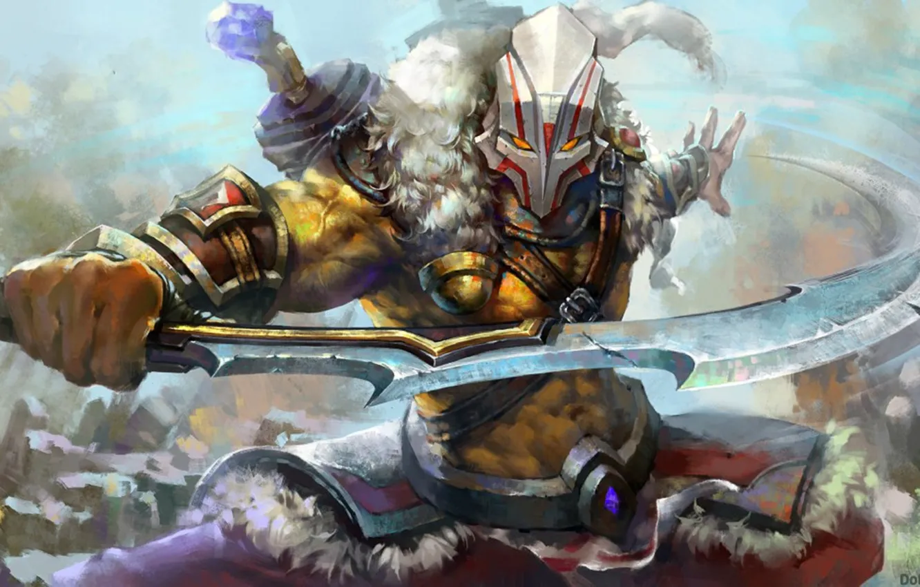 Photo wallpaper art, stand, Dota 2, Juggernaut, swordsman