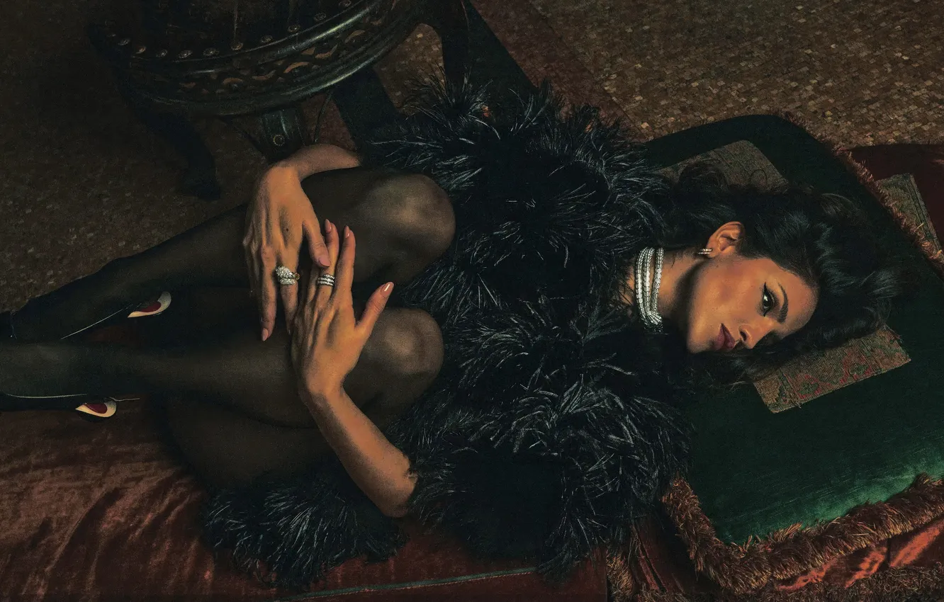 Photo wallpaper girl, actress, fur, Eiza Gonzalez