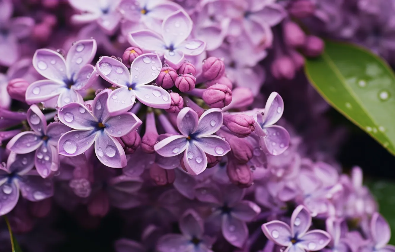 Photo wallpaper macro, flowers, nature, spring, flowering, lilac, blooming, inflorescence