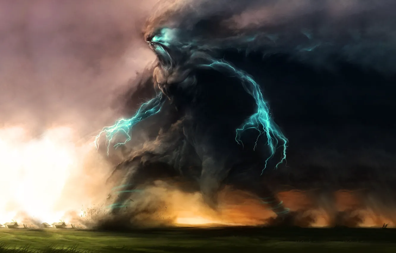 Photo wallpaper the storm, lightning, monster, tornado, storm, monster, Lightning, Tornado