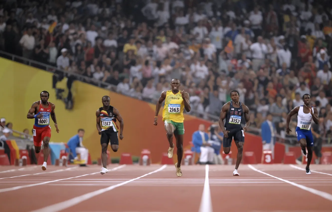 Photo wallpaper running, Olympic games, run, Usain Bolt, Usain Bolt