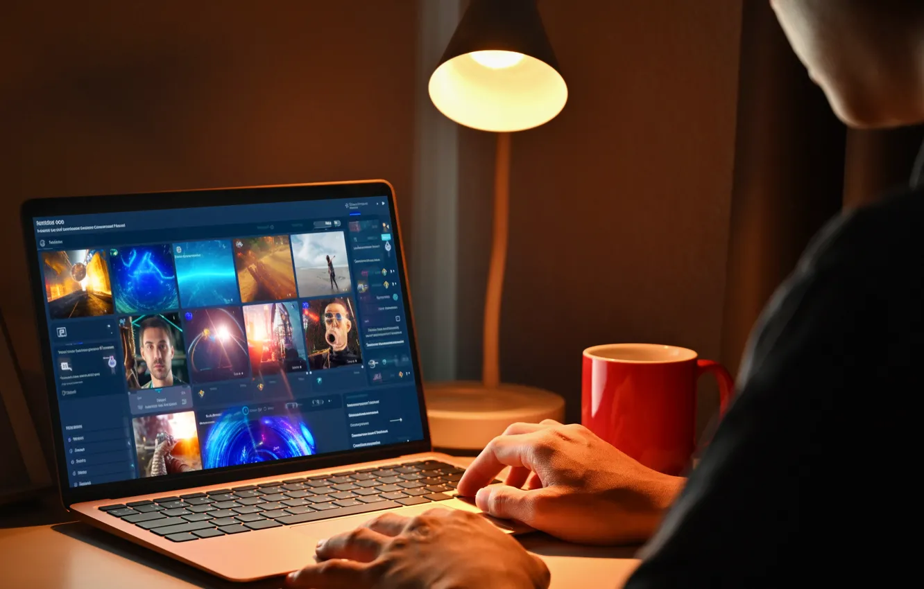 Photo wallpaper person, laptop, artificial, using