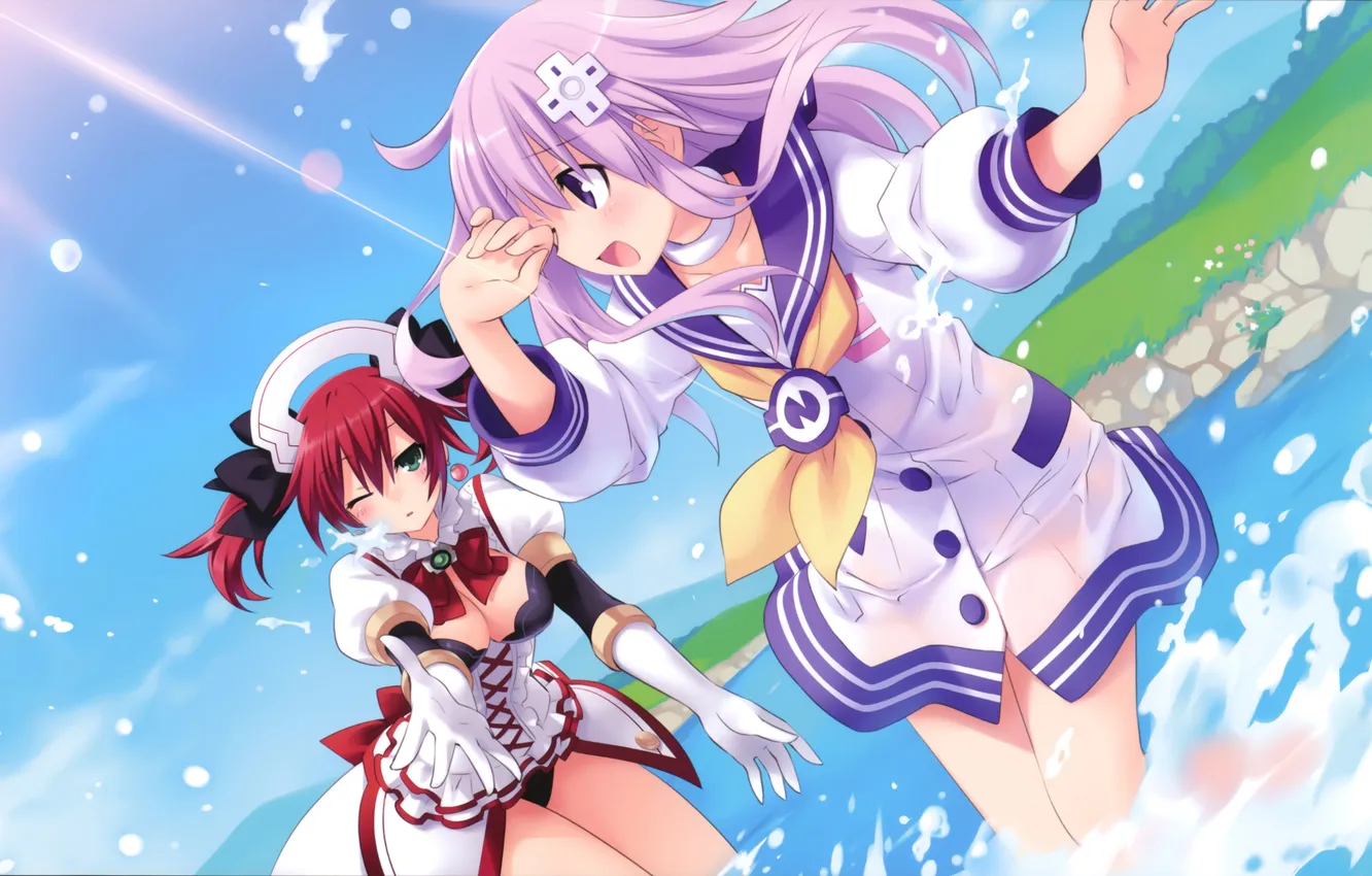 Photo wallpaper sea, chest, girl, smile, gesture, art, winks, cave