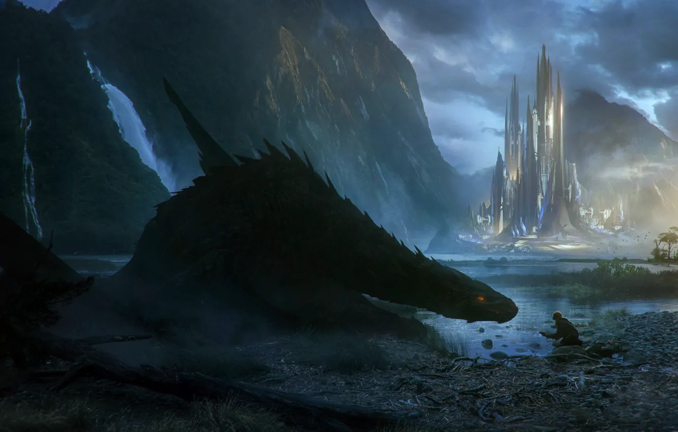 Photo wallpaper dragon, fantasy, Bastien Grivet, A new friend