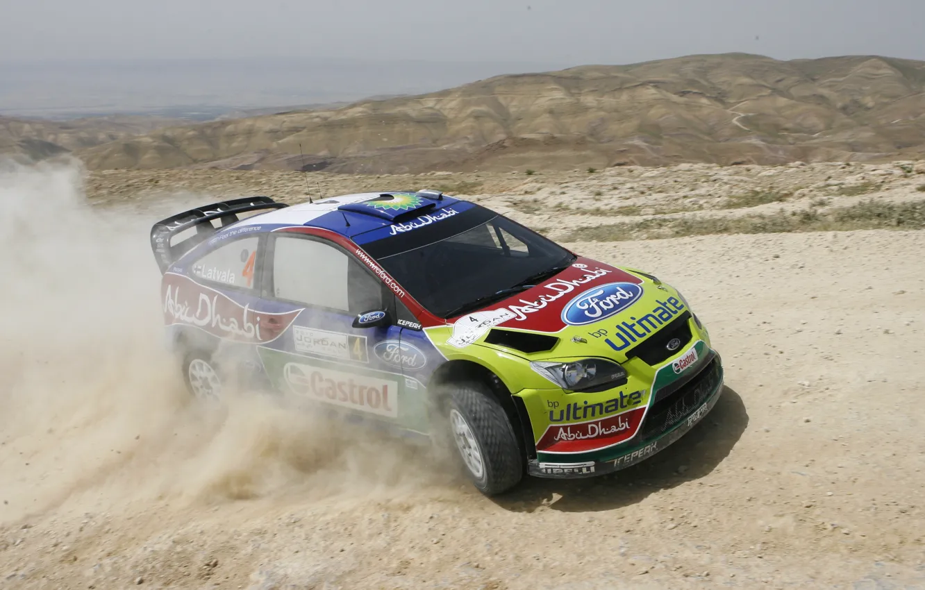 Photo wallpaper Ford, Dust, Ford, Race, Focus, WRC, Rally, Rally