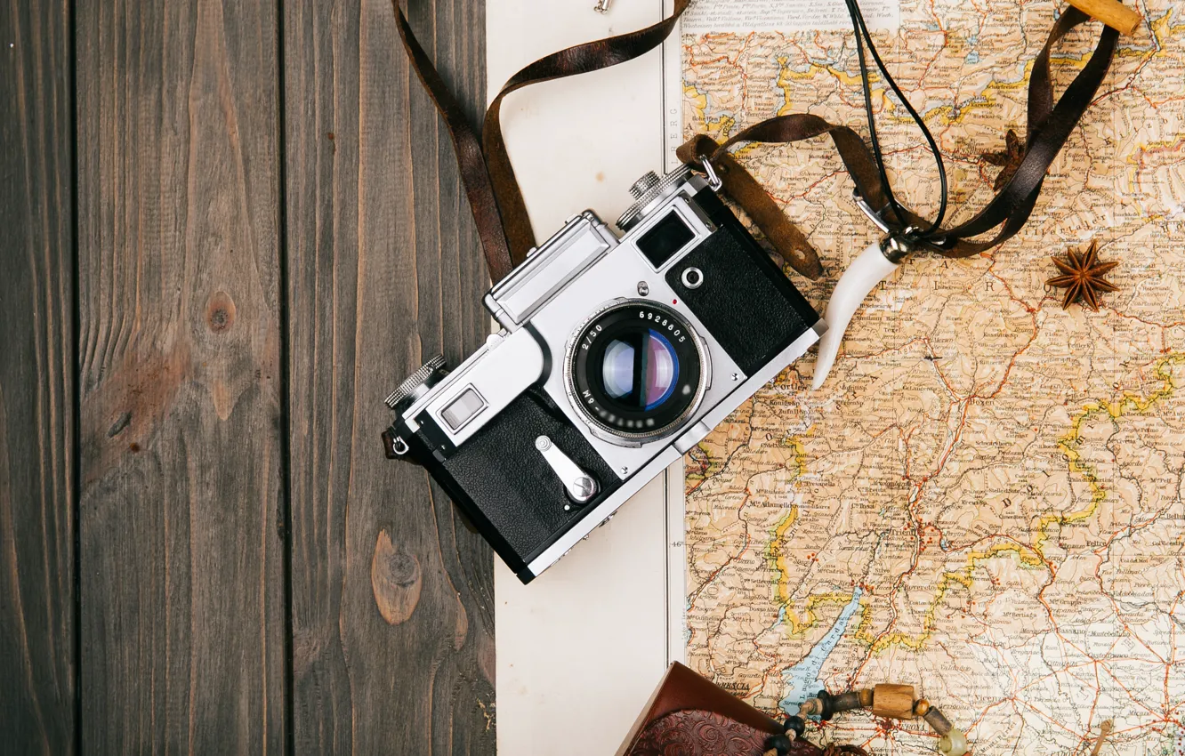 Photo wallpaper map, the camera, journey, training