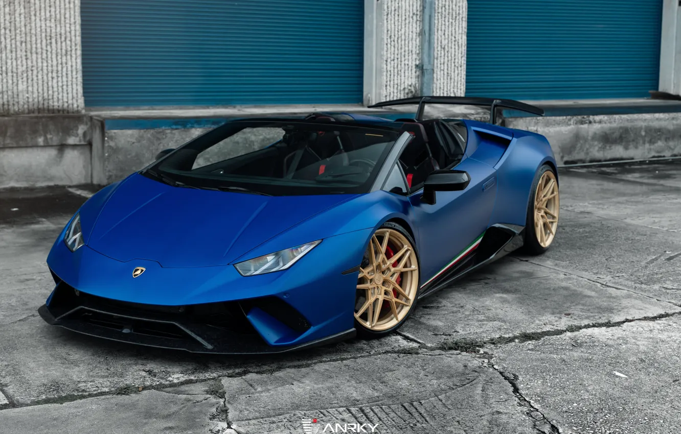 Photo wallpaper Lamborghini, V10, Spyder, Brutal, ANRKY Wheels, Performante, Huracan, Italian Car