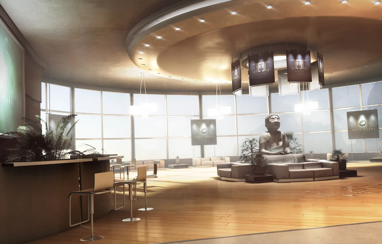 Photo wallpaper the ceiling, Buddha, Studio