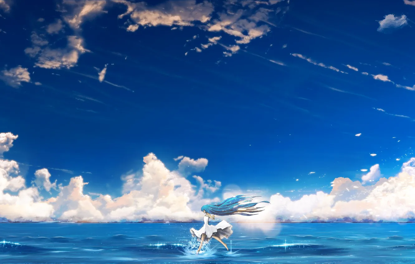 Photo wallpaper the sky, water, girl, art, Y_Y